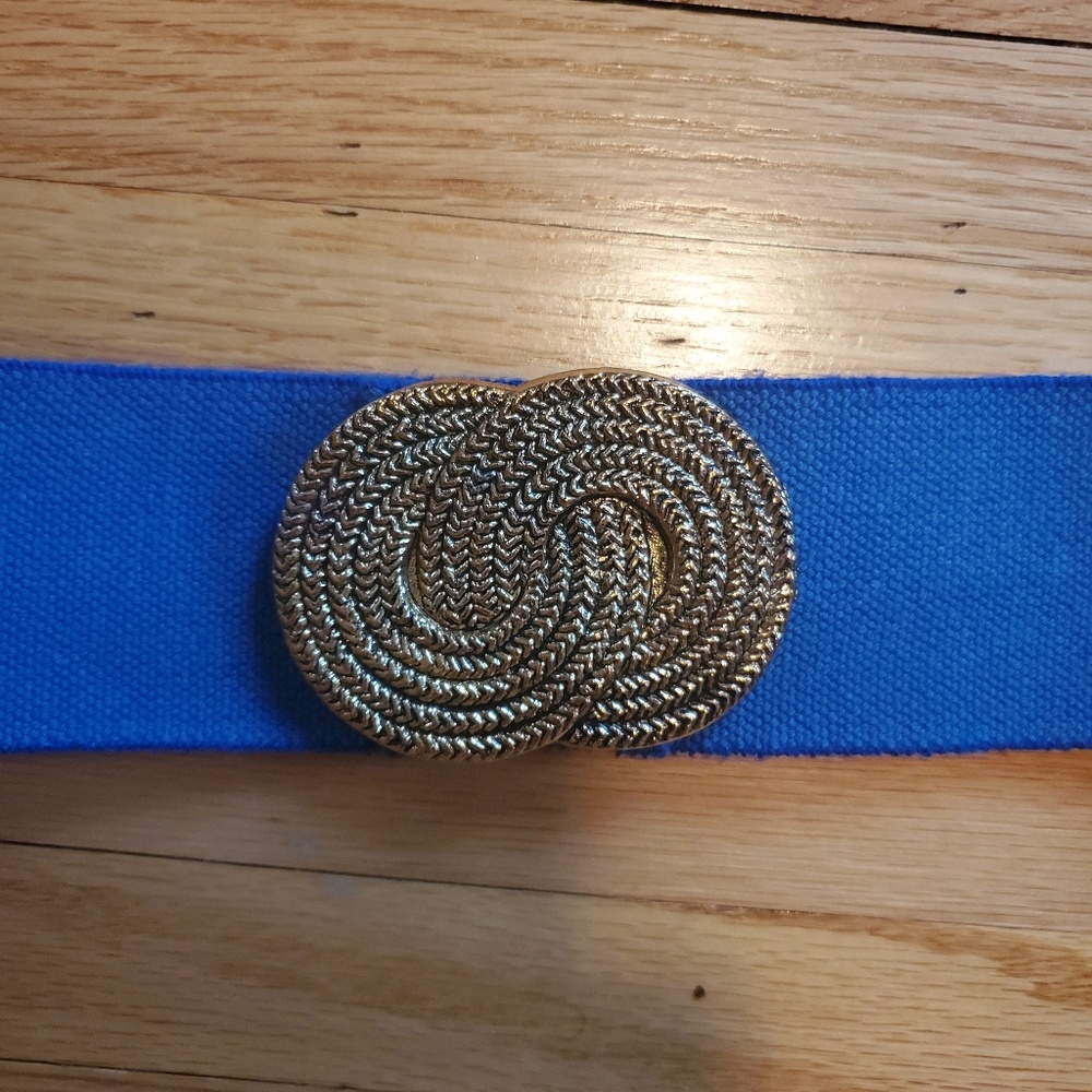 Vintage Bright Blue Wide Belt